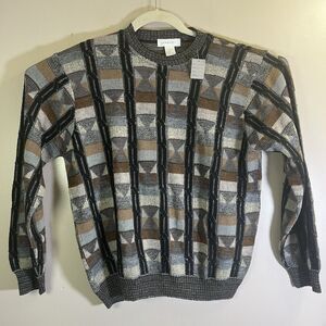 Vintage Lamberti Wool Blend Italy Geometric Sweater Mens Large Indie Sleaze